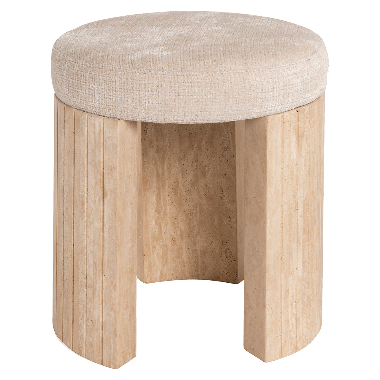 Poef Gallice natuurlijk beige travertijn (Beige)