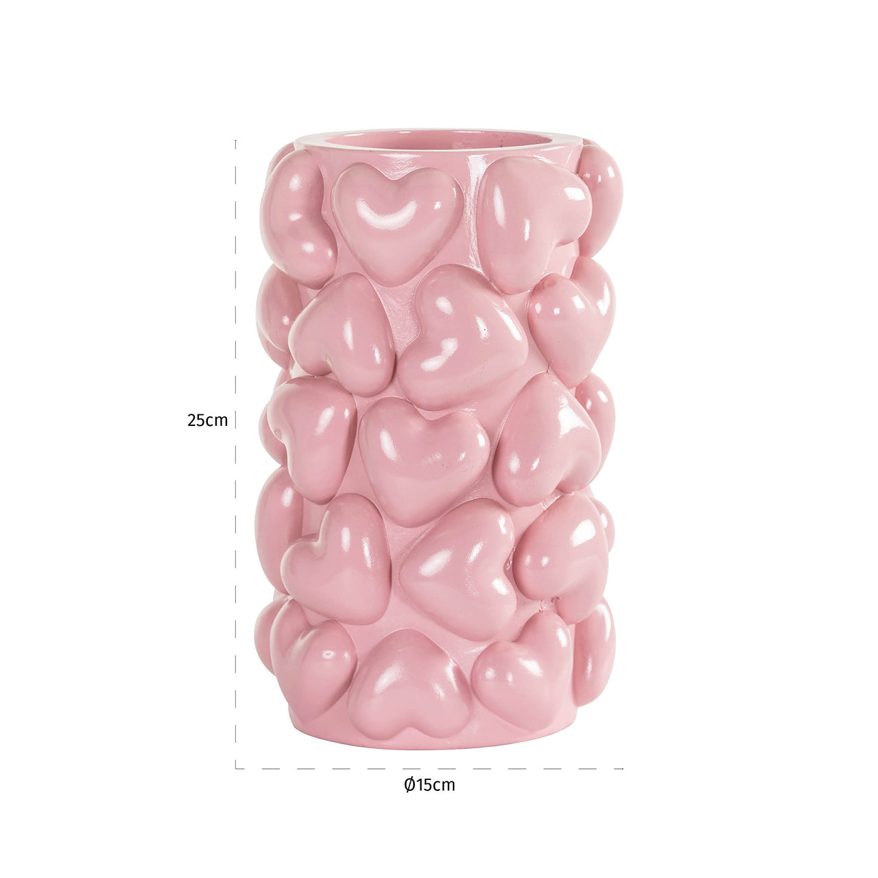 Kandelaar Emel hartjes klein (Roze)