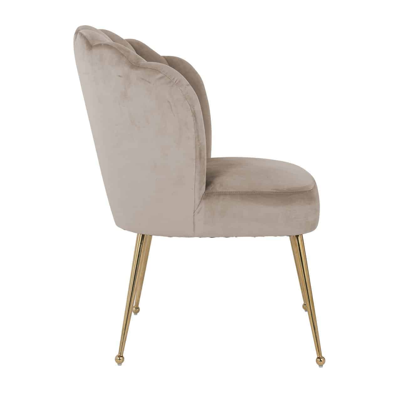 Stoel Pippa khaki fluweel / goud (Quartz Khaki 903)
