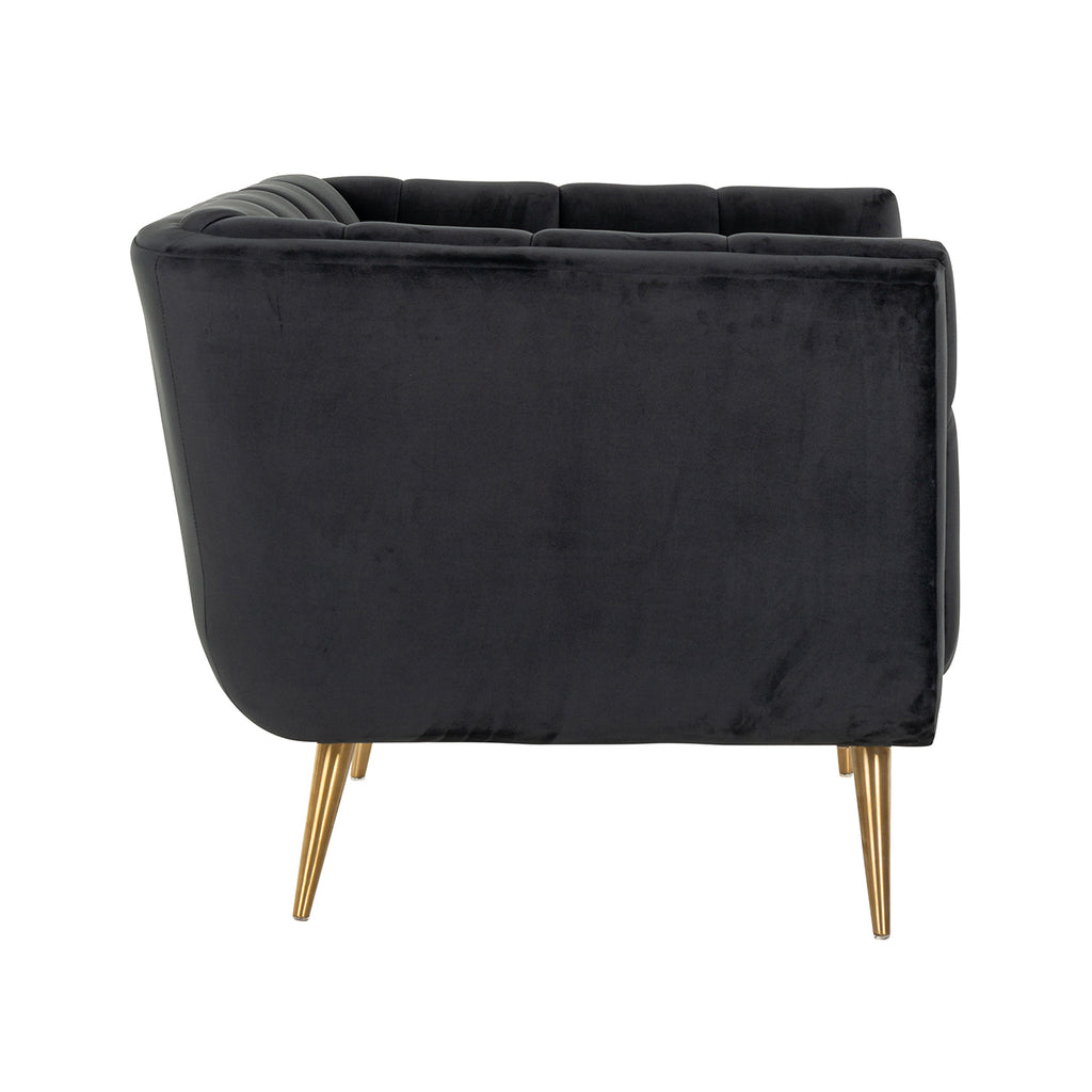 Fauteuil Huxley Antraciet fluweel / Geborsteld goud (Quartz Antraciet 801)