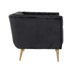 Fauteuil Huxley Antraciet fluweel / Geborsteld goud (Quartz Antraciet 801)