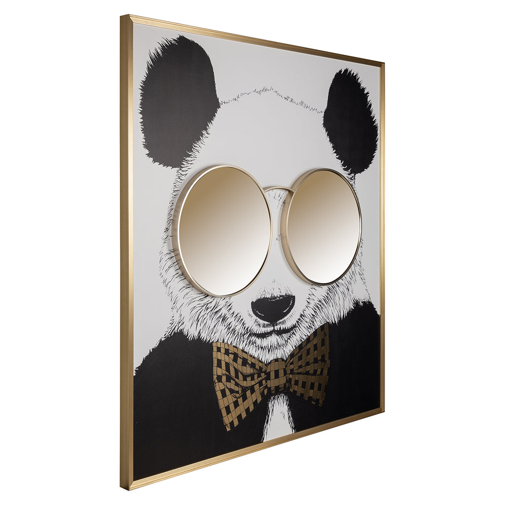 Wandkunst glanzende Panda (Zwart/goud)