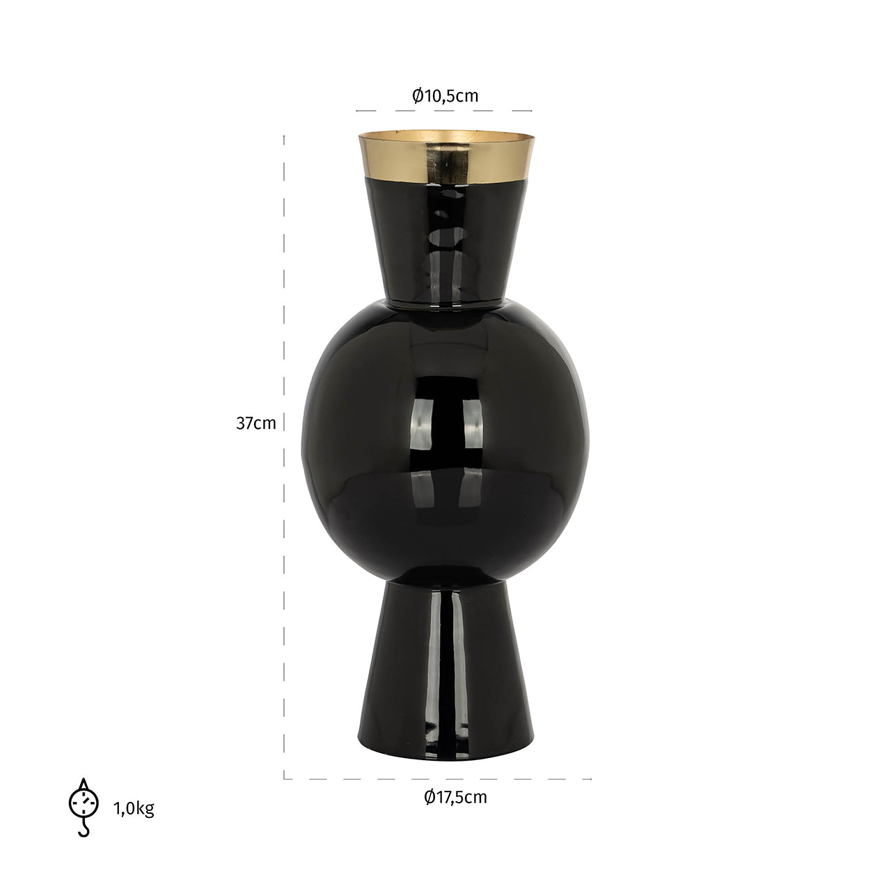 Vaas Florence (Zwart/goud)