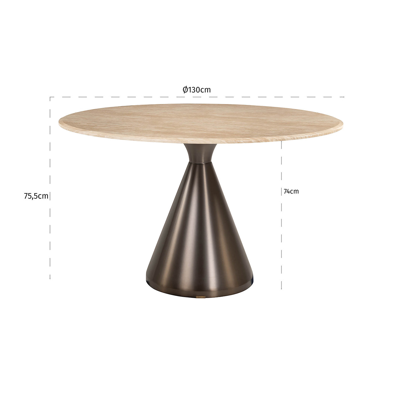 Eettafel Montgommery 130Ø (Beige)