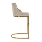 Barstoel Bolton khaki fluweel / goud brandvertragend (Quartz Khaki 903)