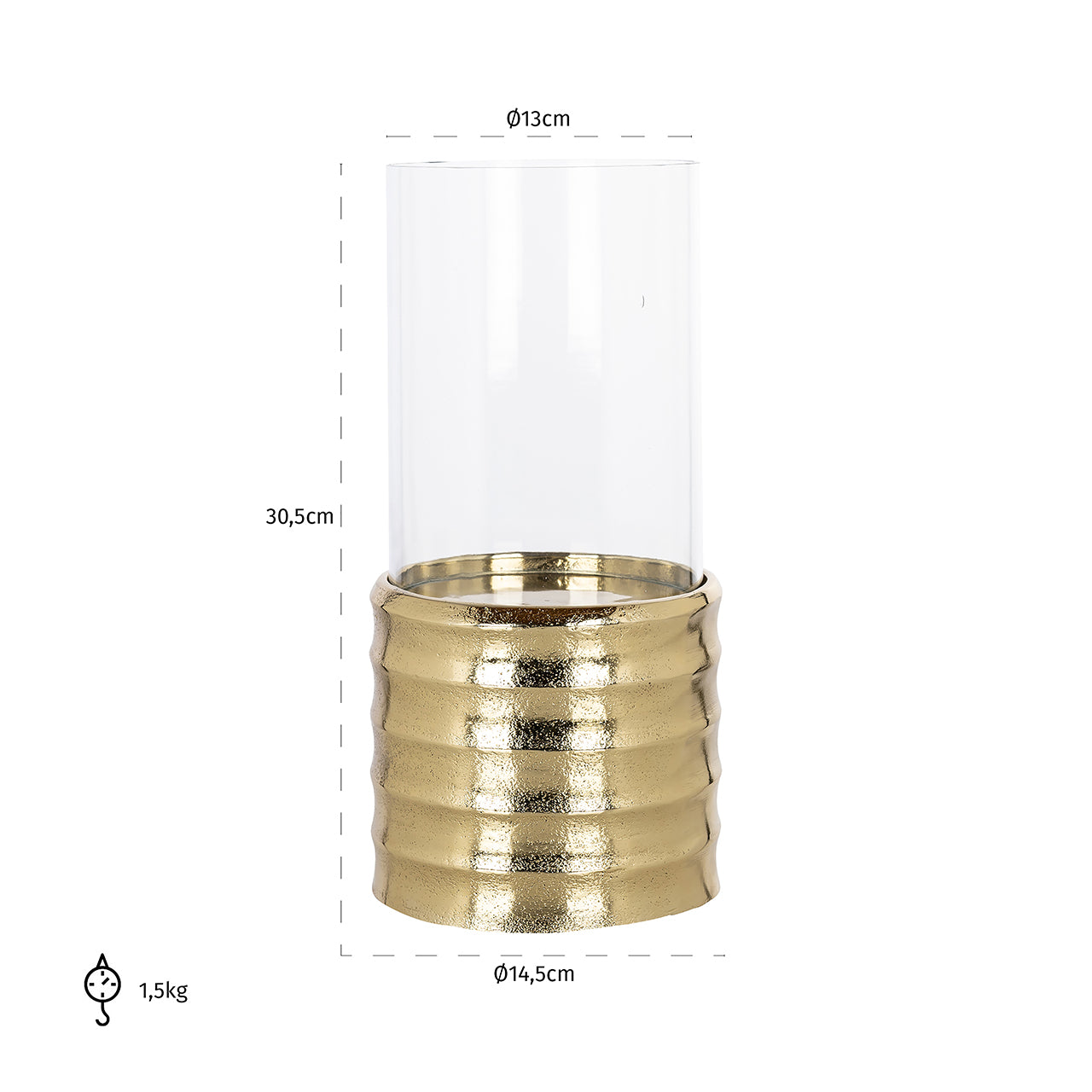 Windlicht Bodil klein (Goud)