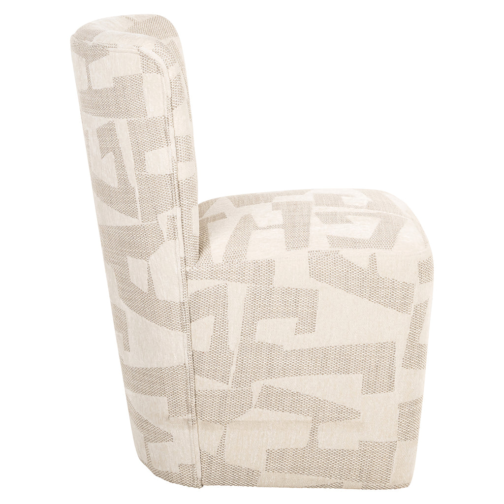 Stoel Lorain met wieltjes beige graffic (Beige graffic)