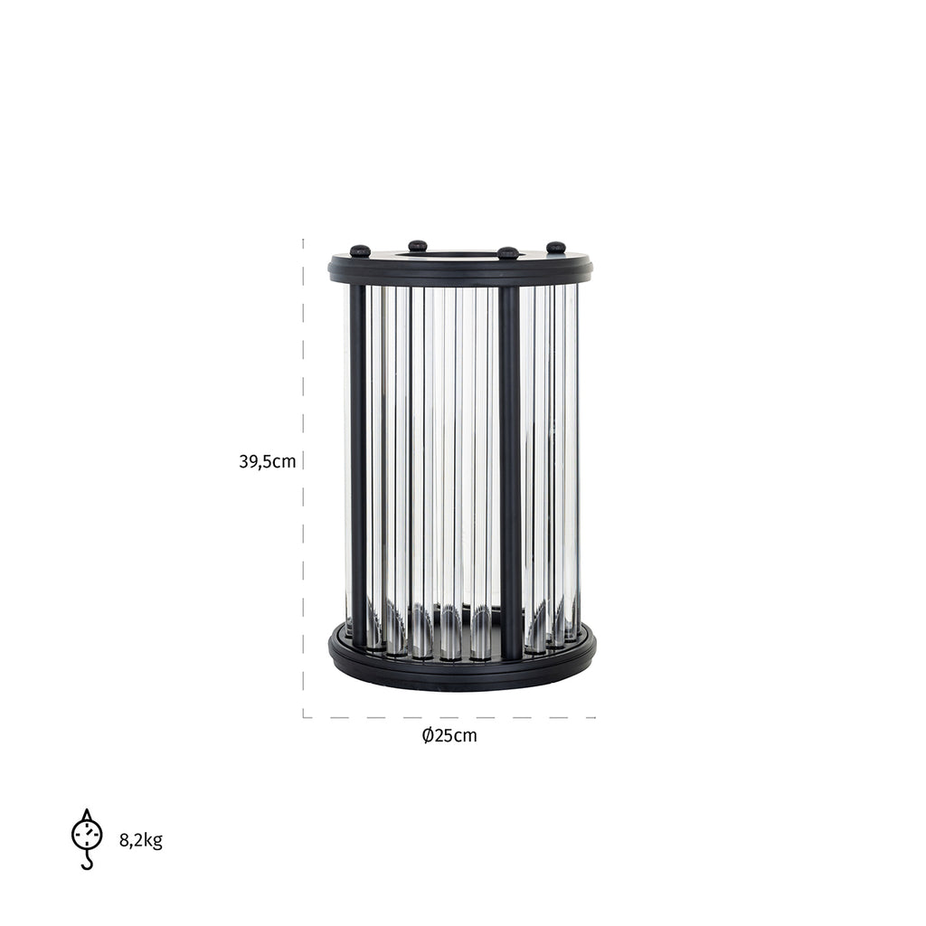 Windlicht Faey zwart groot (Zwart)