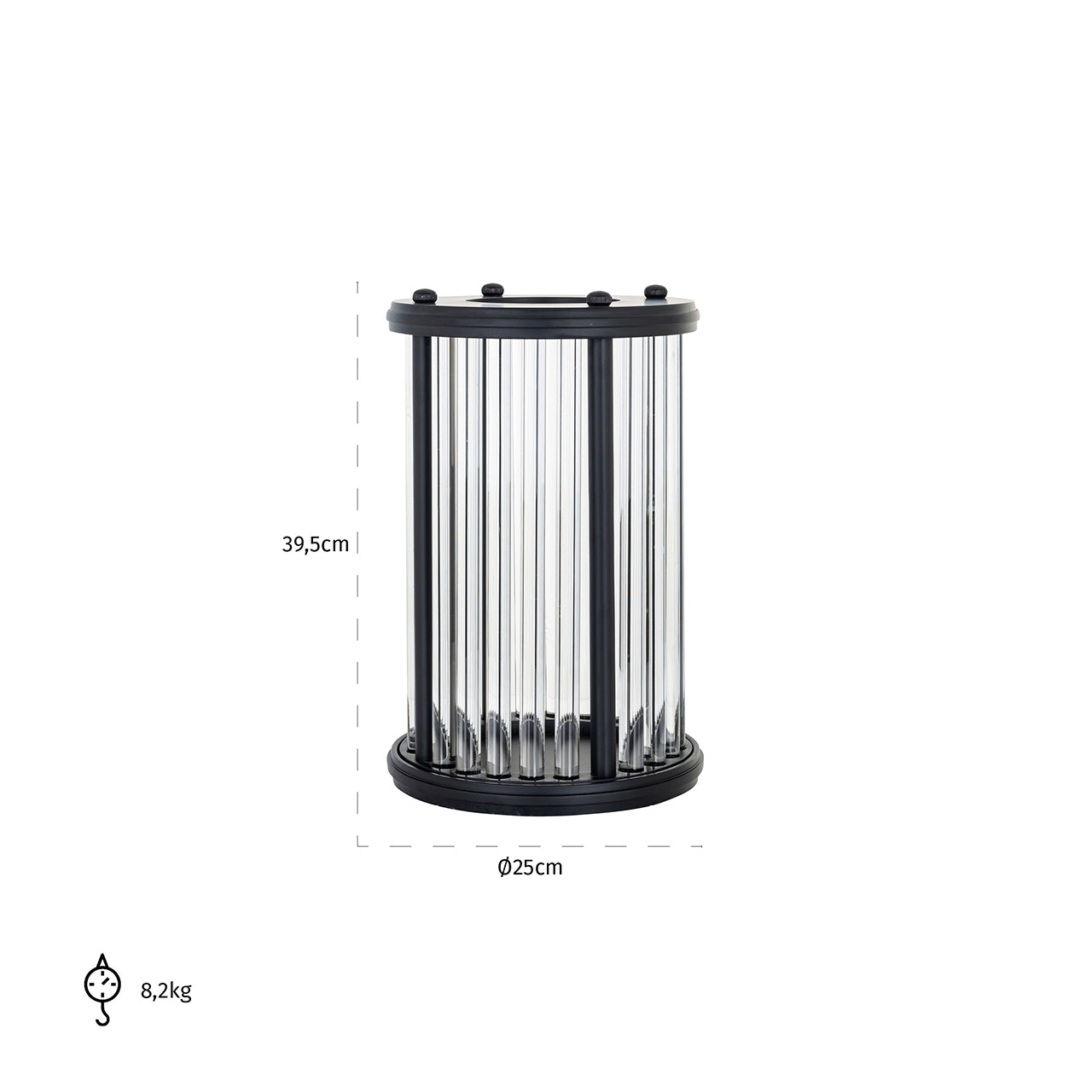Windlicht Faey zwart groot (Zwart)