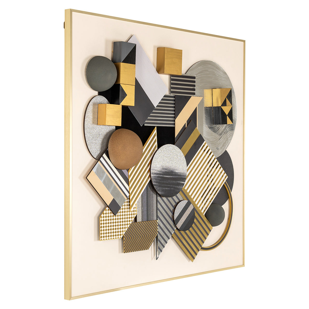 Wandkunst 3D-blok (Zwart/goud)