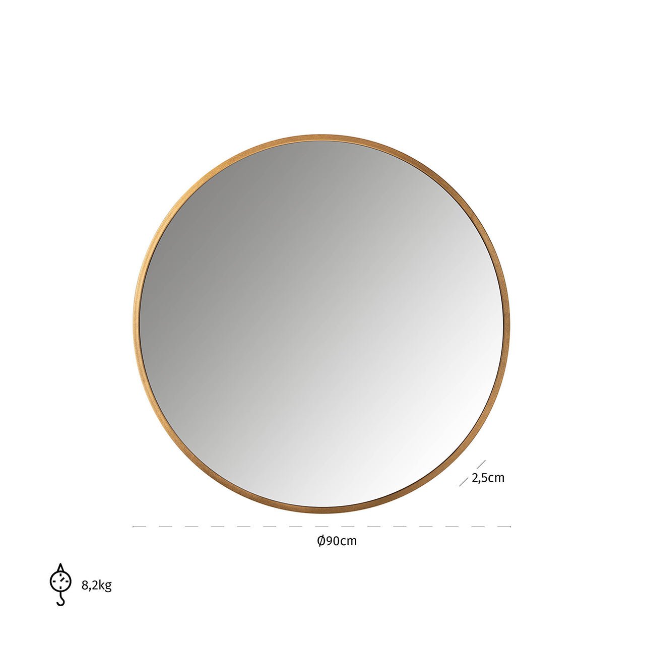 Spiegel Maesa goud 90Ø (Goud)