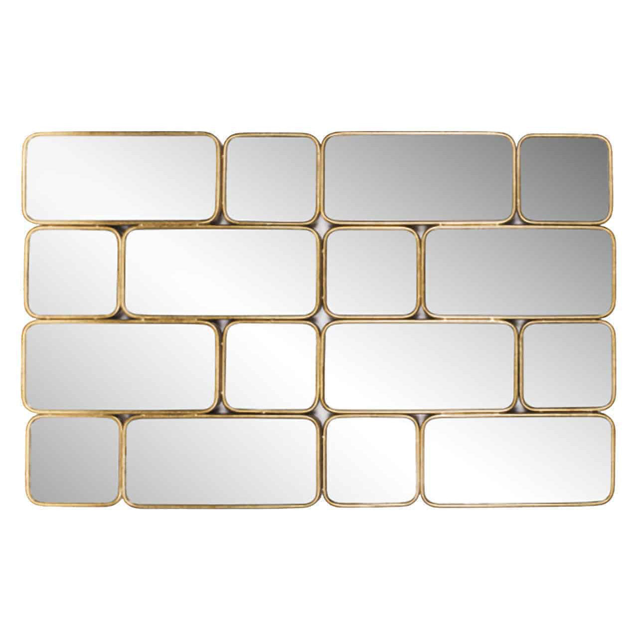Spiegel Berken met 16 spiegels (Goud)