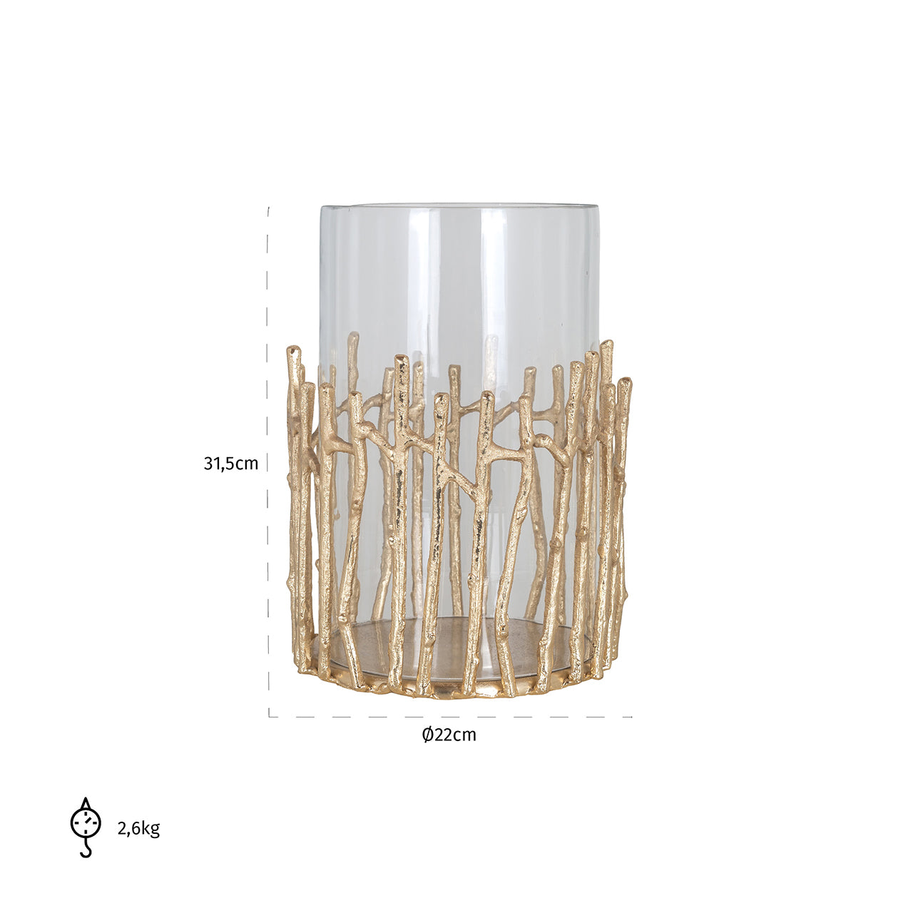 Windlicht Loretta groot (Goud)