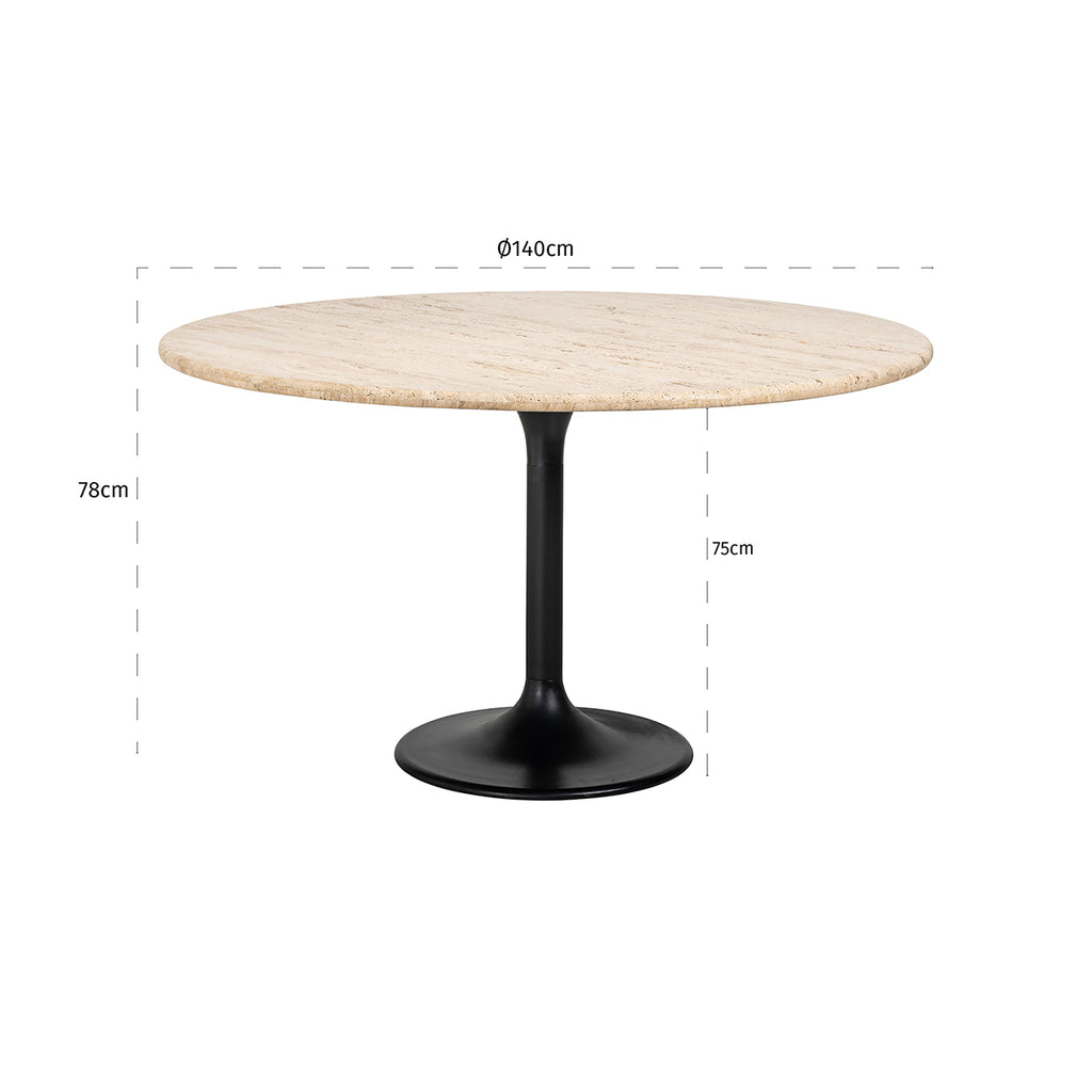 Eettafel Hampton 140Ø (Zwart)