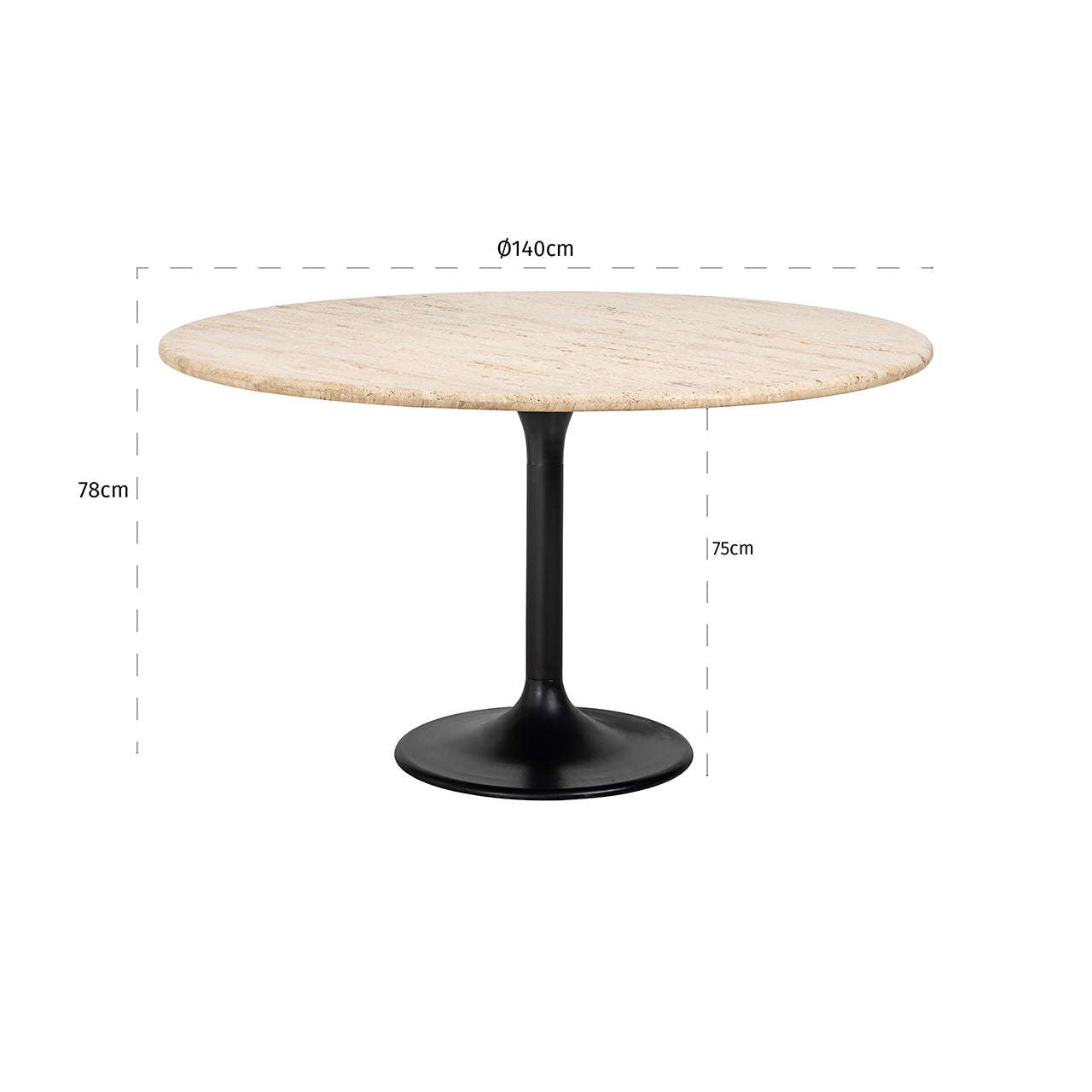 Eettafel Hampton 140Ø (Zwart)