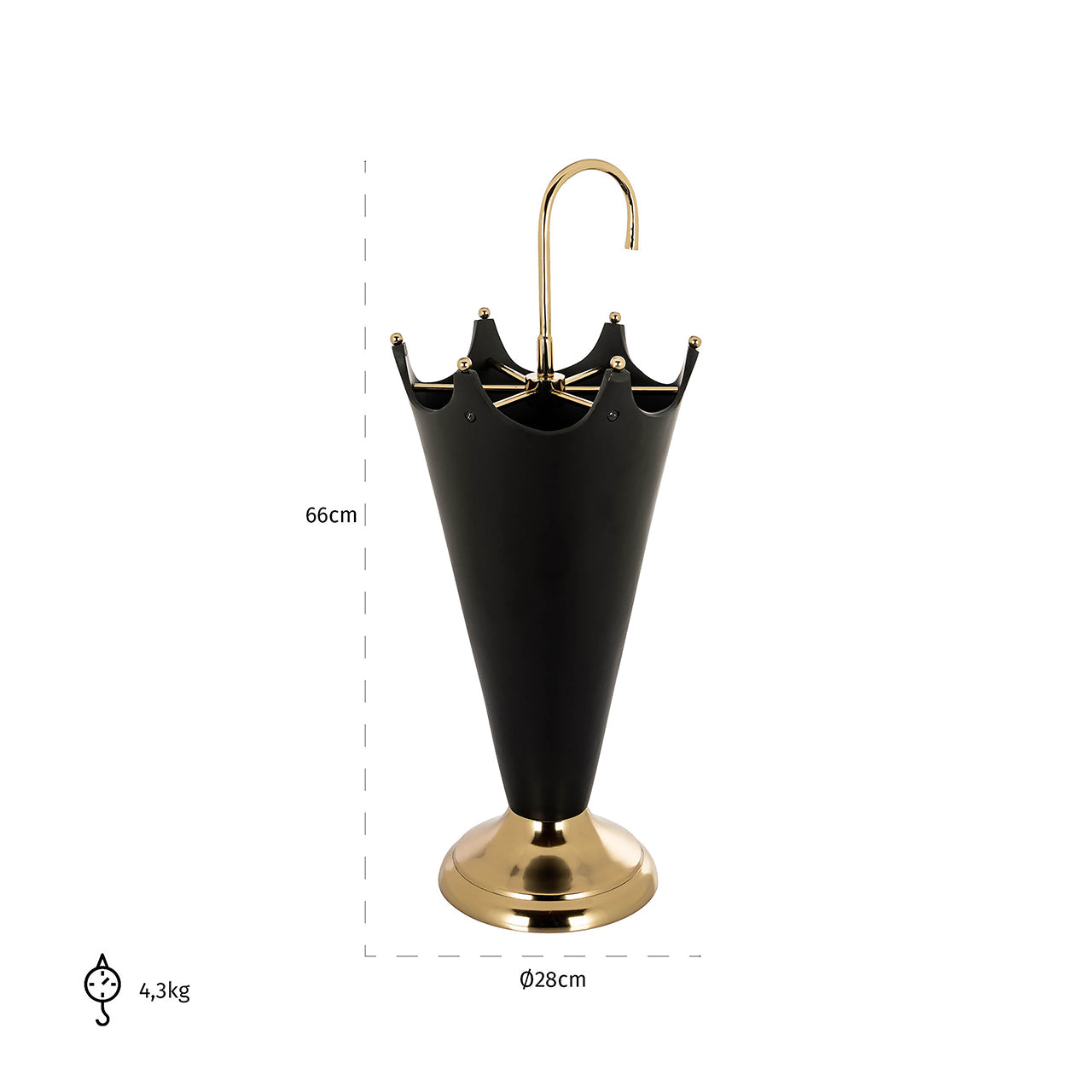 Paraplubak Jytte (Zwart/goud)