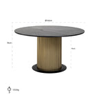 Eettafel Ironville 140Ø (Zwart/goud)