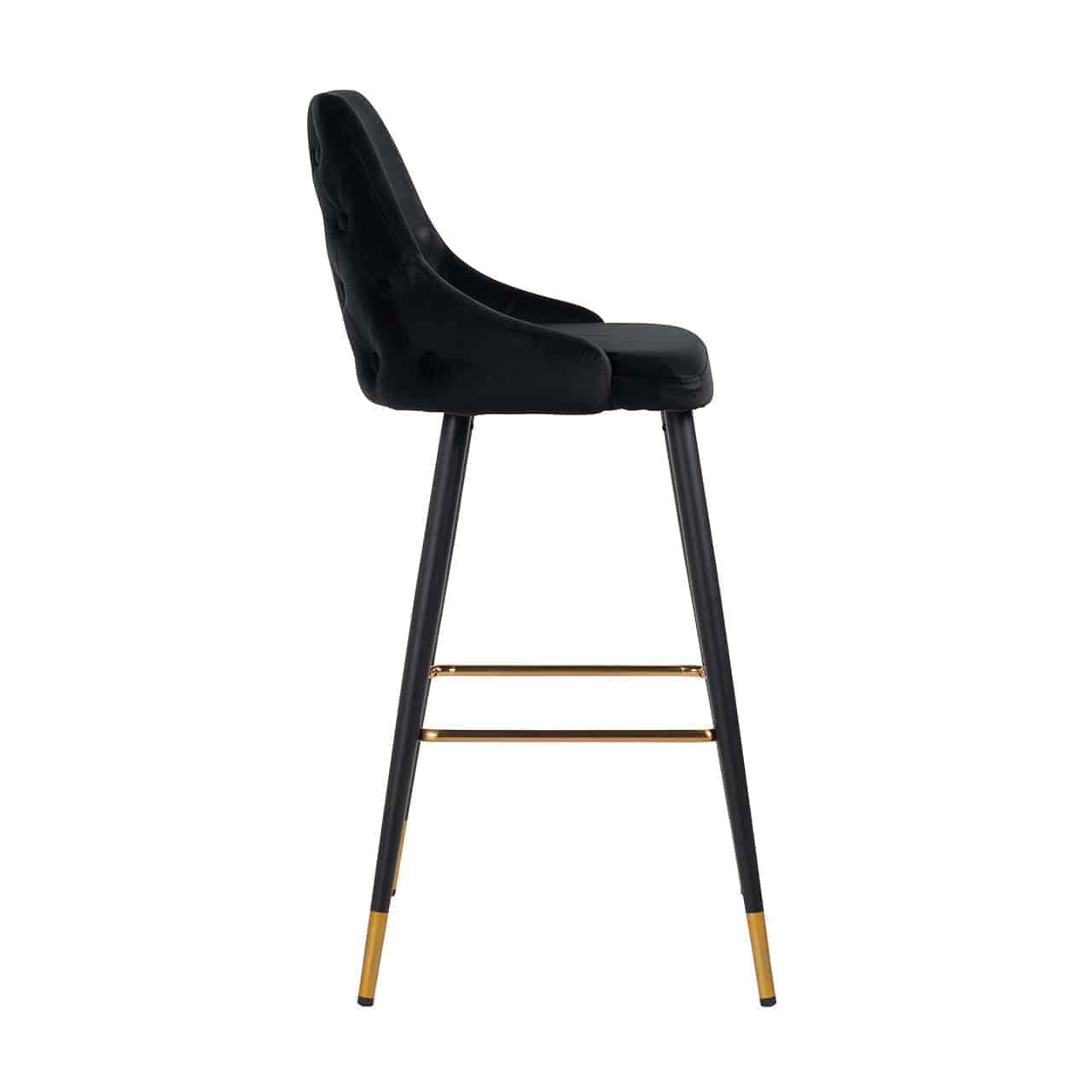 Barstoel Imani zwart fluweel (Quartz Black 800)
