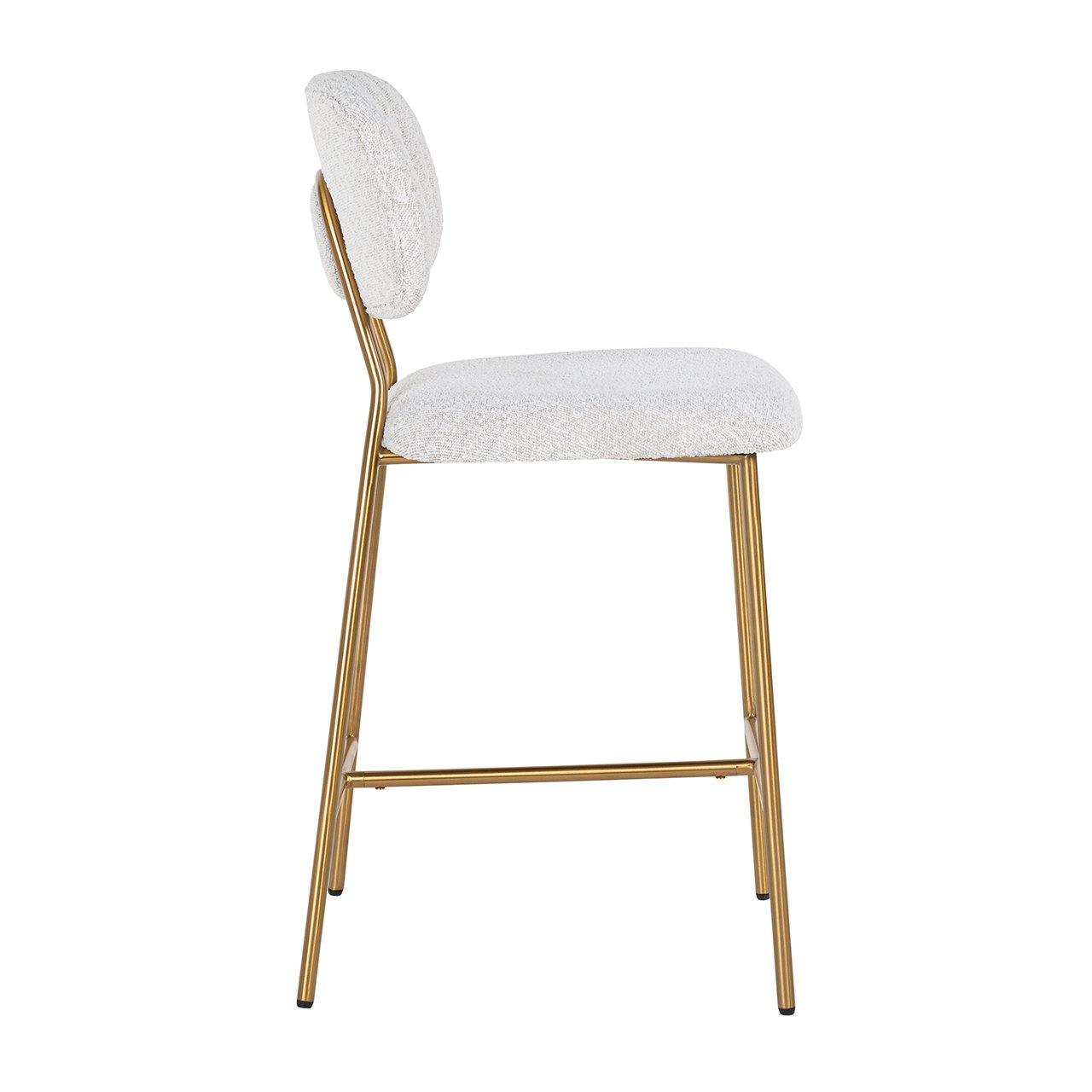 Counterstoel Xenia wit bouclé / geborsteld goud (Copenhagen 900 Bouclé White)