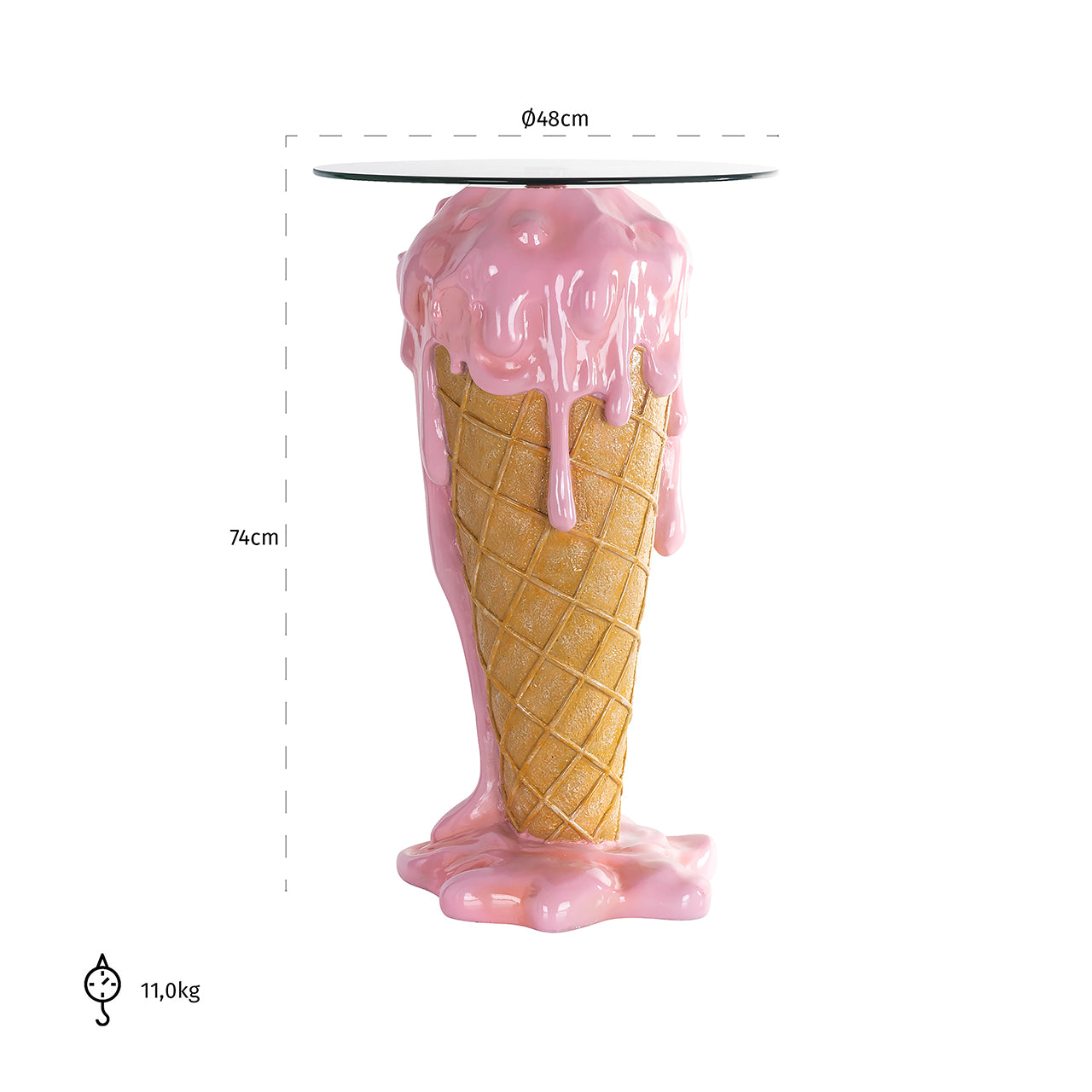 Bijzettafel Ice (Roze)