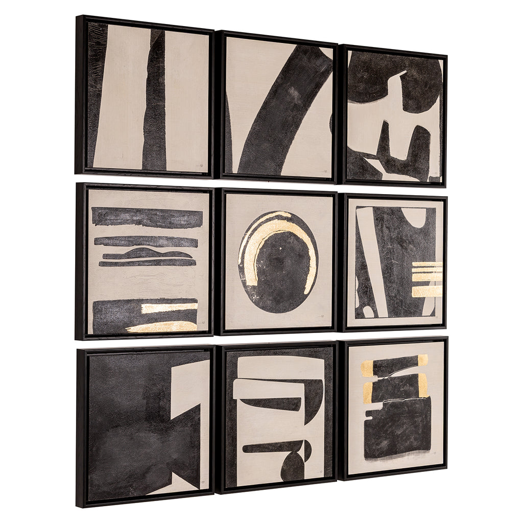 Wandkunst Gabri set van 9 (Zwart/wit)