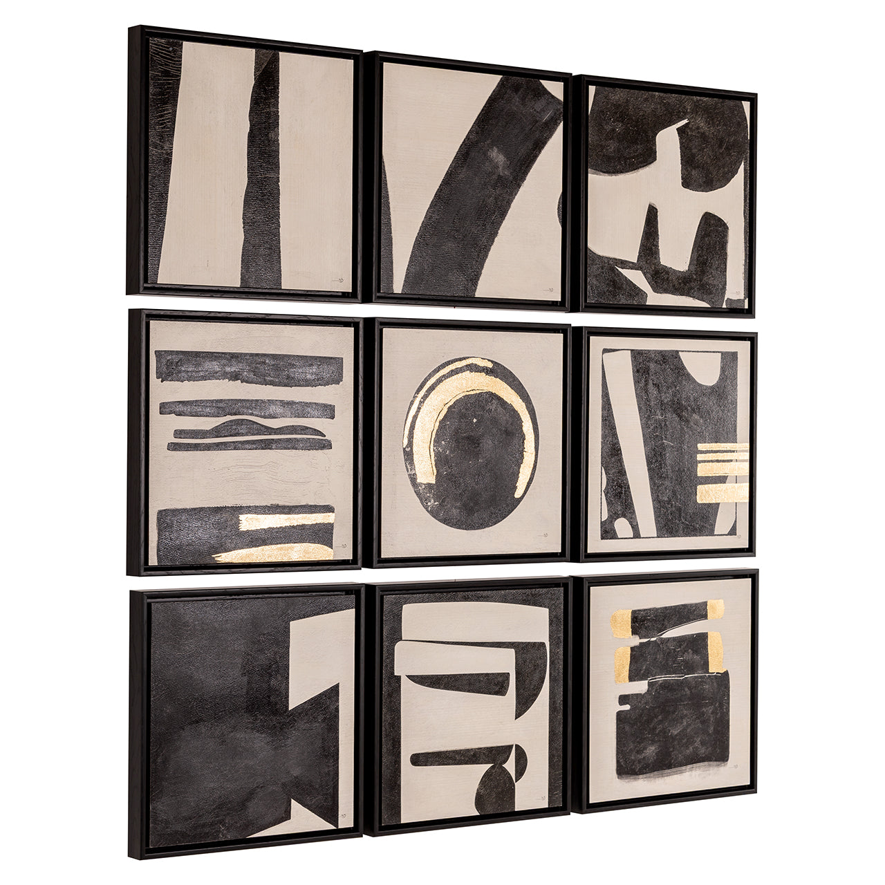 Wandkunst Gabri set van 9 (Zwart/wit)