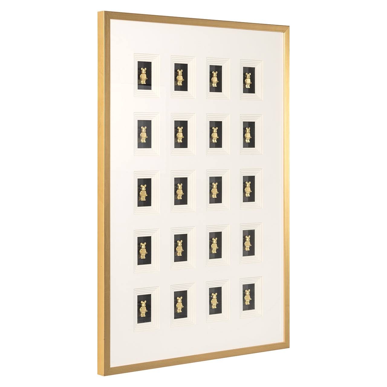 Wanddecoratie Beer blok 3D (Zwart/goud)