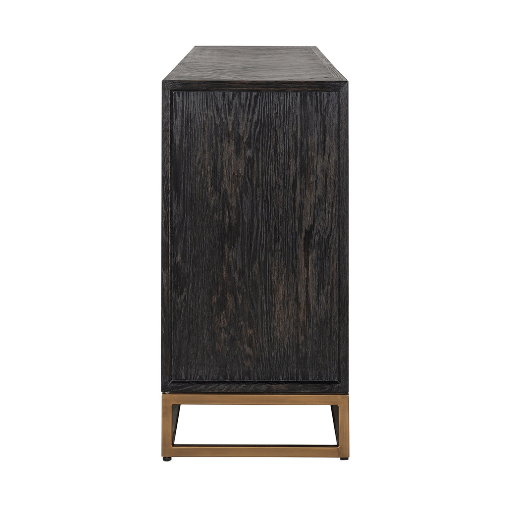 Dressoir Blackbone messing 4-deuren + open vak (Zwart rustiek)