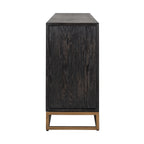 Dressoir Blackbone messing 4-deuren + open vak (Zwart rustiek)