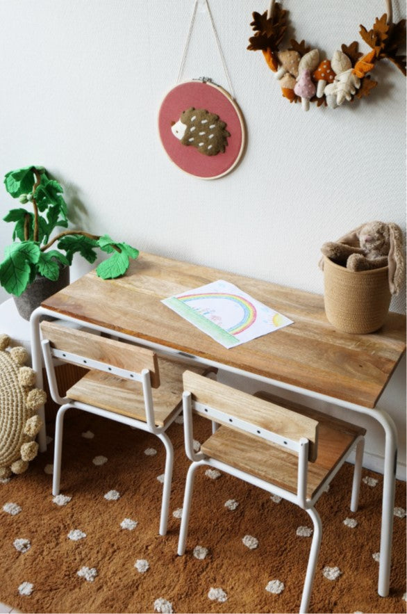 "Original table wood-metal, wit"