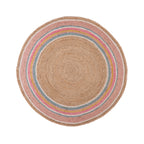 Tapis en jute sourire rose/multicolore Ø120 cm