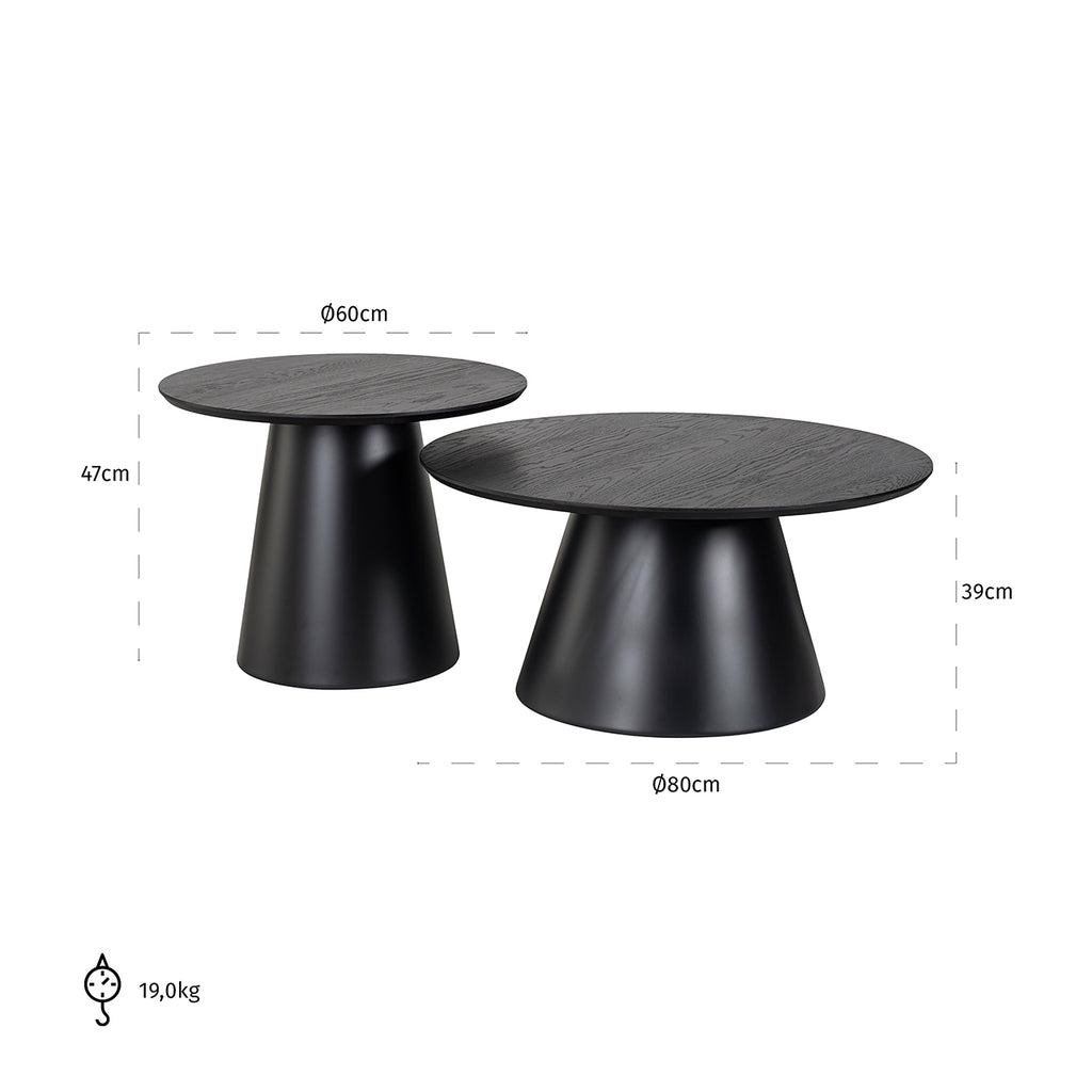 Salontafel Jazz set van 2 (Zwart)