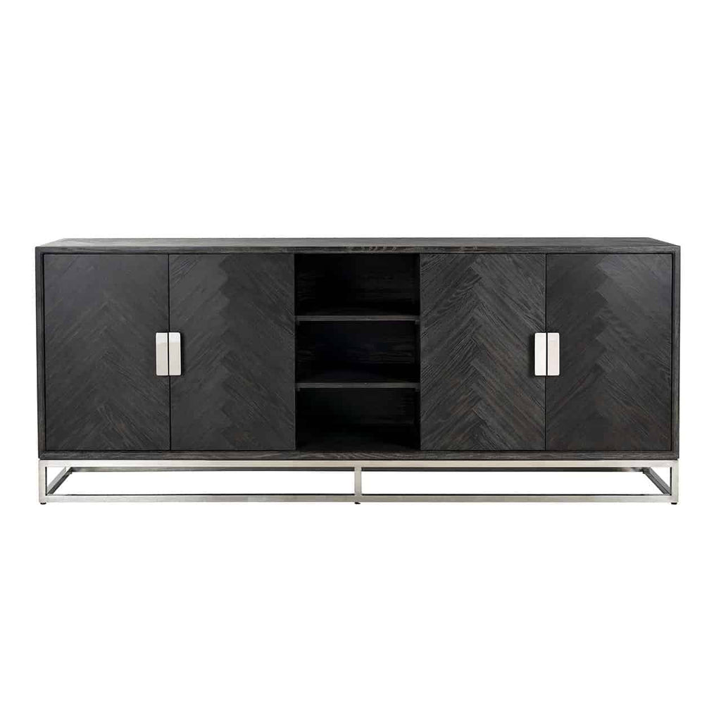 Dressoir Blackbone zilver 4-deuren + open vak (Zwart rustiek)