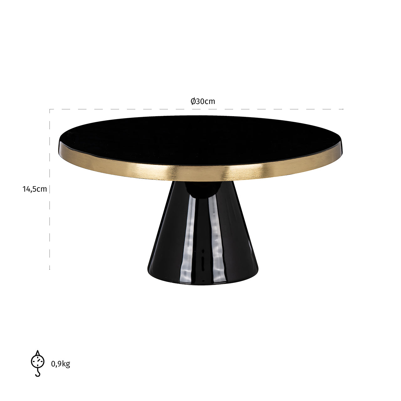 Taartplateau Elena (Zwart/goud)