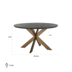 Eettafel Blackbone messing 140Ø (Zwart rustiek)