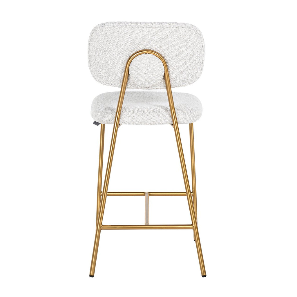 Counterstoel Xenia wit bouclé / geborsteld goud (Copenhagen 900 Bouclé White)