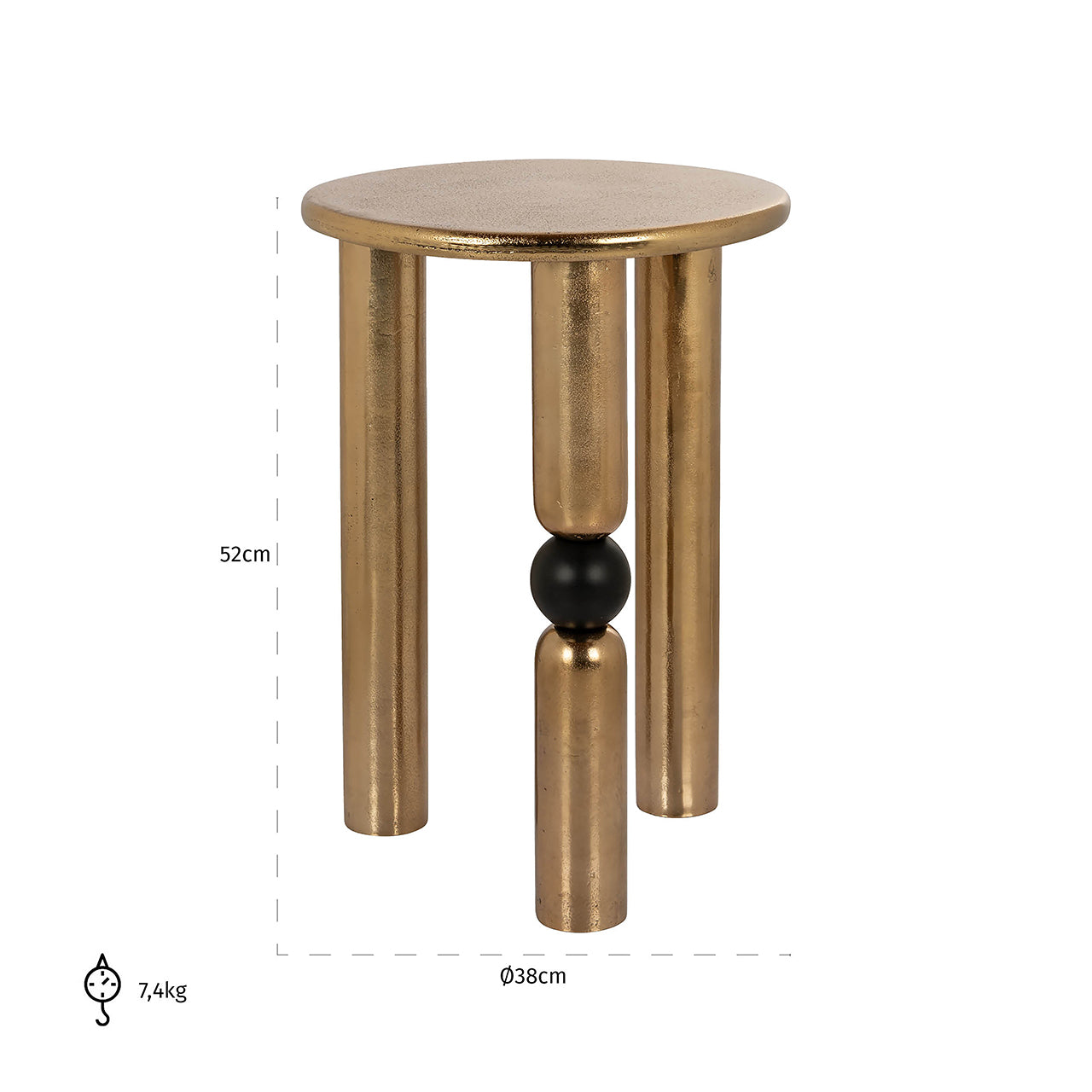 Bijzettafel Marshall 38Ø (Goud)