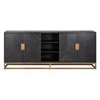 Dressoir Blackbone messing 4-deuren + open vak (Zwart rustiek)