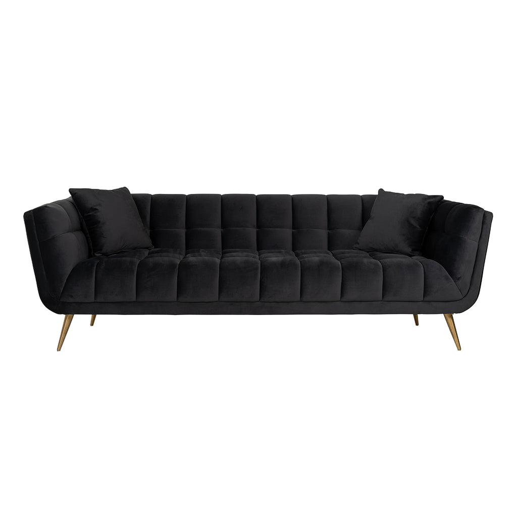 Bank Huxley Antraciet fluweel / Geborsteld goud (Quartz Antraciet 801)