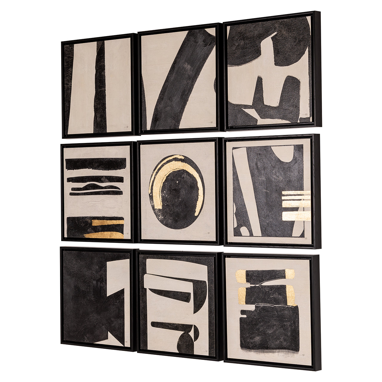 Wandkunst Gabri set van 9 (Zwart/wit)
