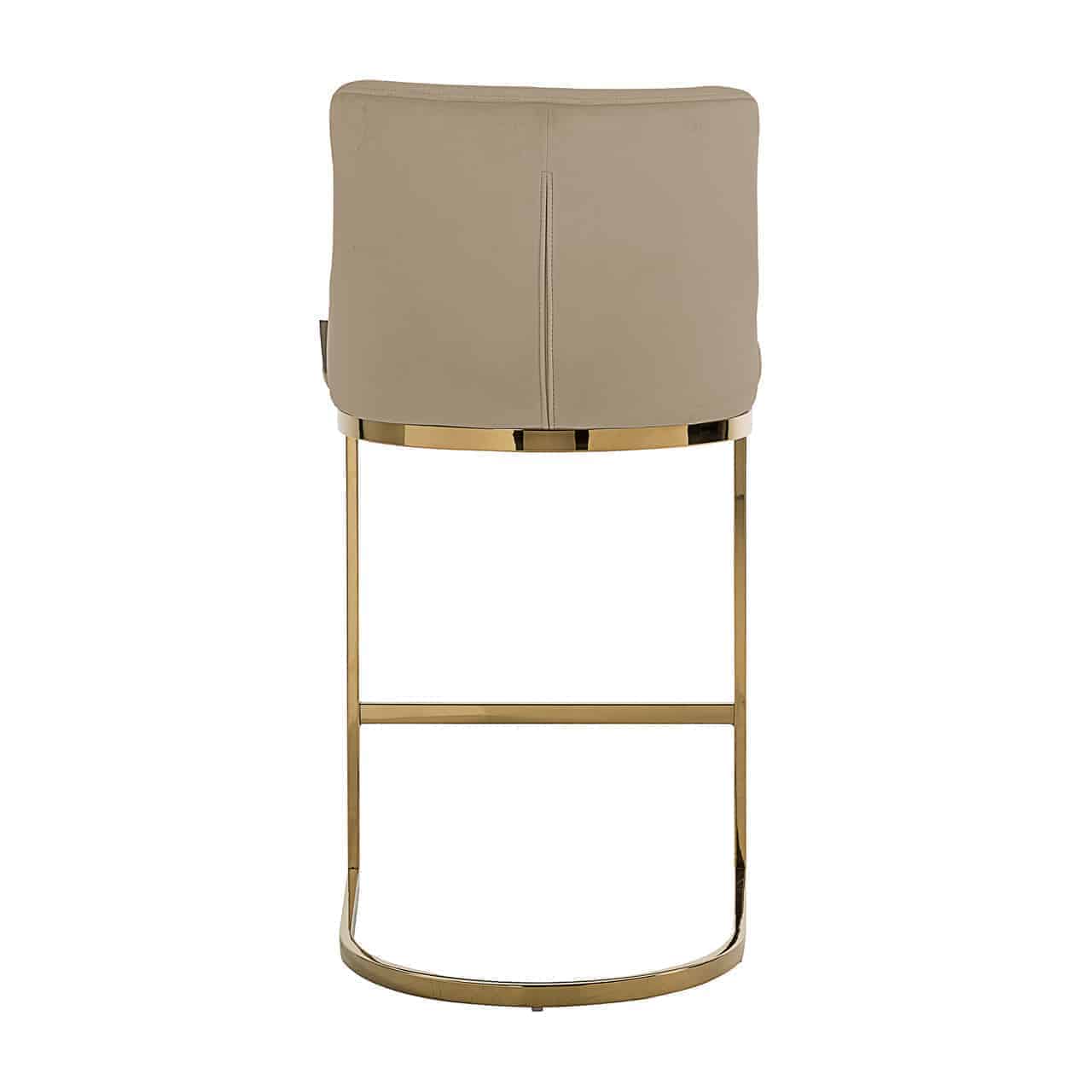Barstoel Bolton khaki fluweel / goud brandvertragend (Quartz Khaki 903)