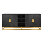 Dressoir Blackbone goud 4 deuren + open vak (Zwart rustiek)