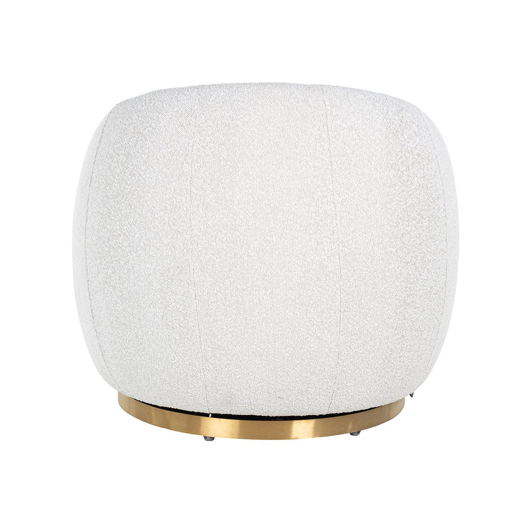Draaifauteuil Jago wit bouclé / geborsteld goud (Copenhagen 900 Bouclé White)