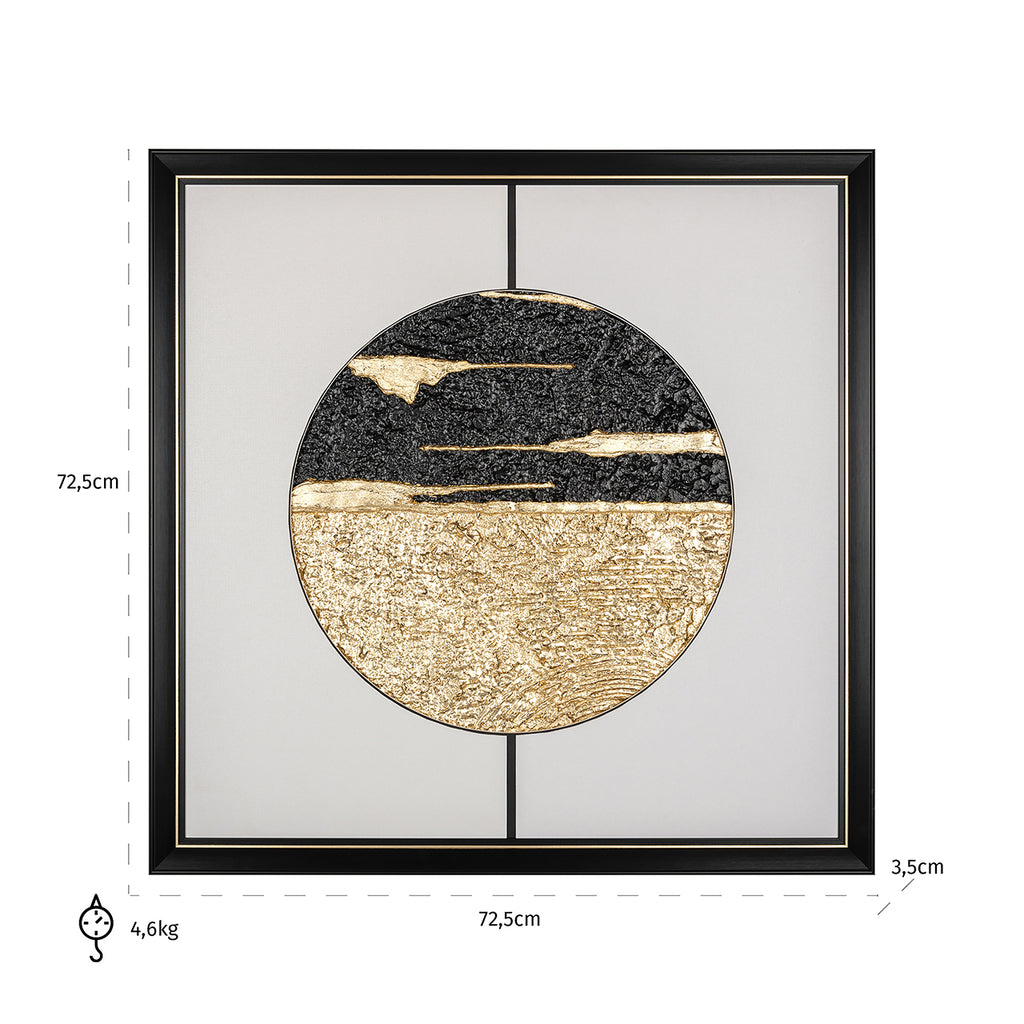 Wandkunst Maan (Zwart/goud)