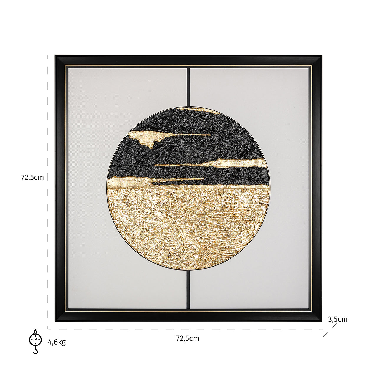 Wandkunst Maan (Zwart/goud)