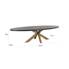 Eettafel Watson zwart 235 incl. spinpoot goud (Zwart)