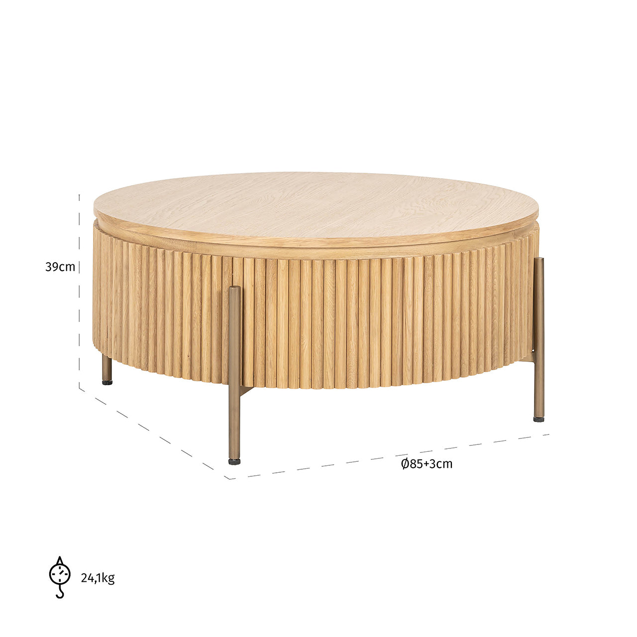 Salontafel Belfort 85Ø (Natuurlijk eiken)