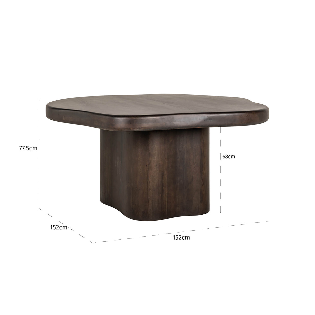 Eettafel Sherman Organisch 152x152 (Bruin)