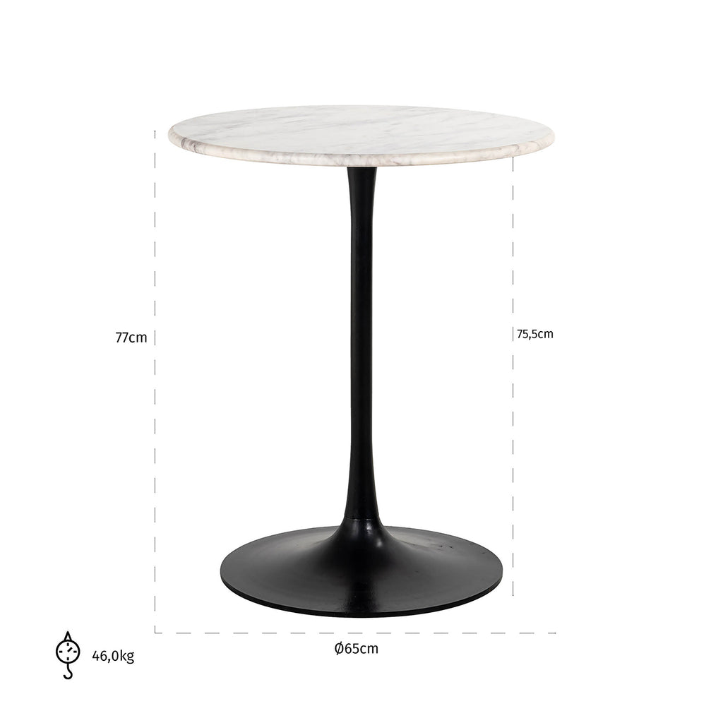 Bistrotafel Carlten wit 65Ø (Zwart/wit)