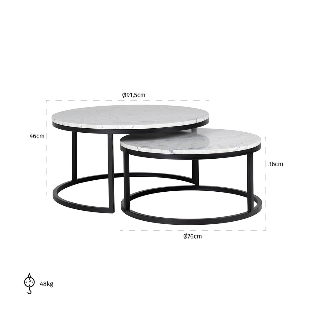 Salontafel Lexington set van 2 (Wit)